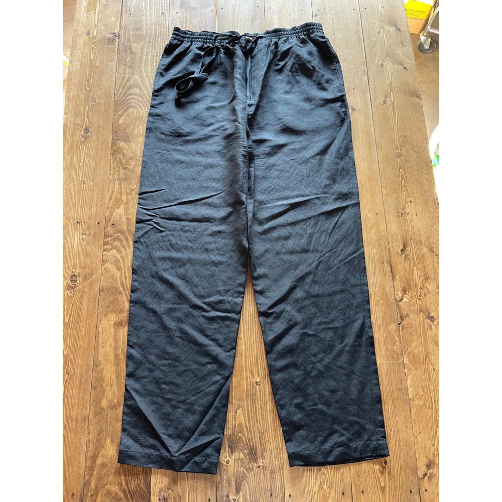 Poeta moda wide leg trouser black linen silk blend women’s sz Medium